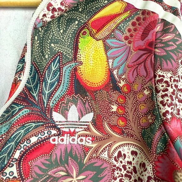 Adidas Fugiprabali Track Jacket XS Tropical Floral Toucan Print Zip Trefoil - Picture 7 of 10